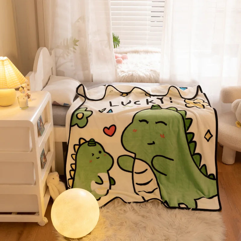 Printed dinosaur blanket single layer baby blanket