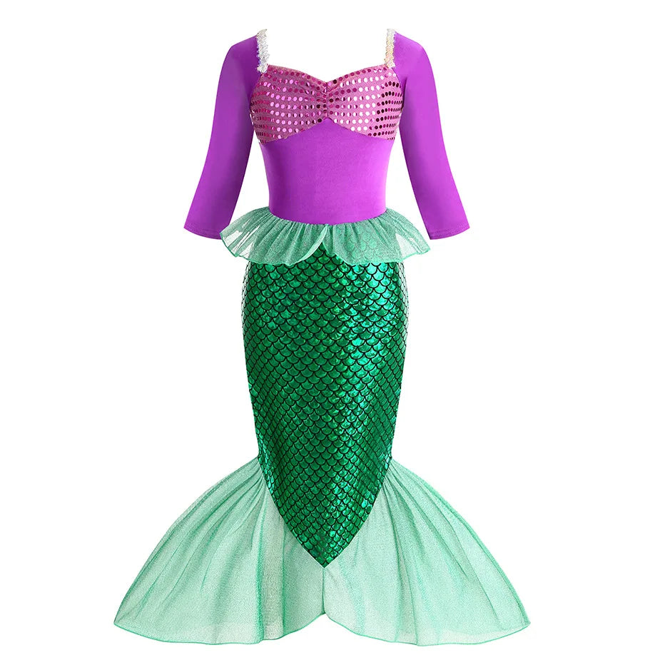 DISNEY Little Mermaid Ariel Charm Princess Dress Cosplay Costumes