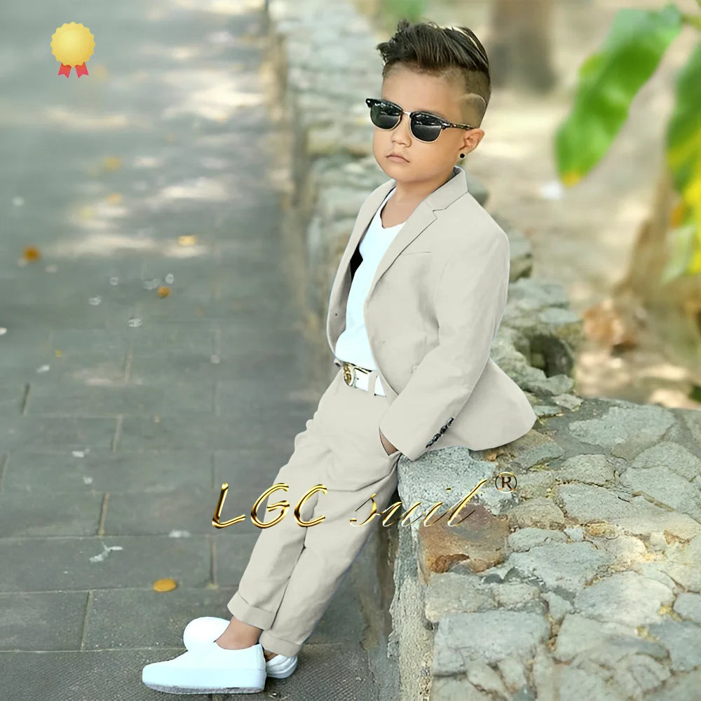 Baby Kids linen casual suit 2-piece set (jacket and trousers) 2~16 years