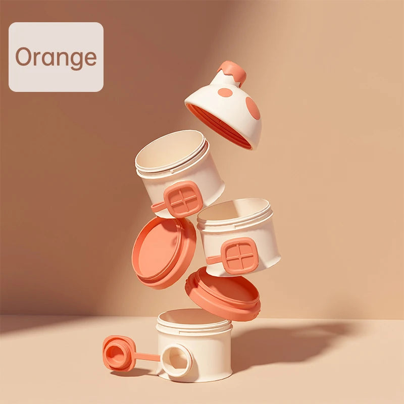 BBET Baby Milk Powder Dispenser Box Snack Container Storage 3-layer Mushroom Portable Sealed Moisture-proof Powder Container