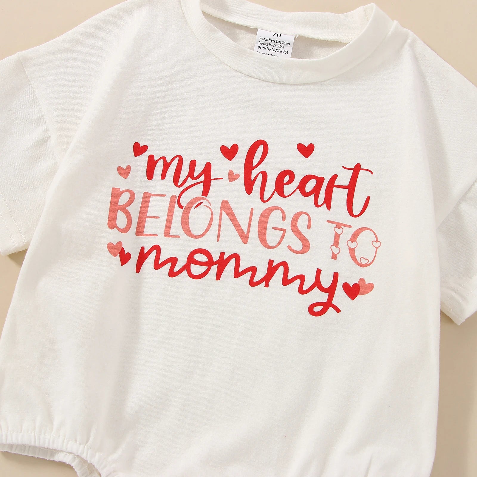 FOCUSNORM 3pcs Valentines Days Baby Girls Sweet Clothes Sets 0-18M Letter Short Sleeve Romper+Heart Print Shorts Hairband