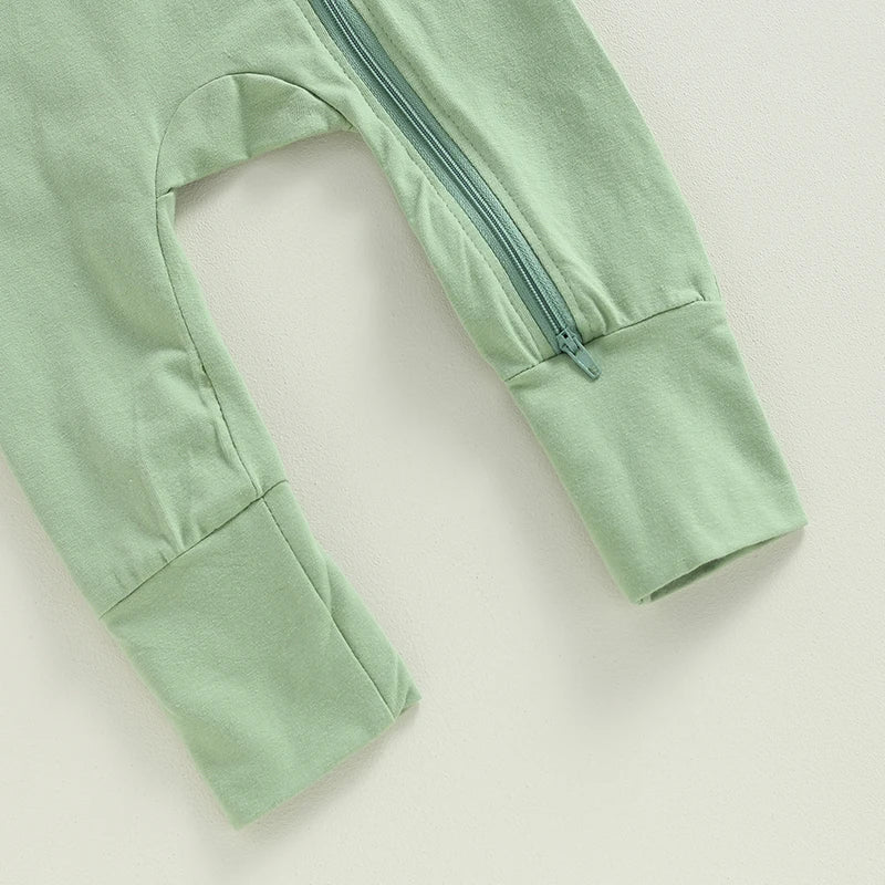 Fall New Solid Basic Newborn Baby Romper Pajamas Soft Cotton Casual Long Sleeve Zipper Footless Jumpsuit Sleepwear For Girls Boy