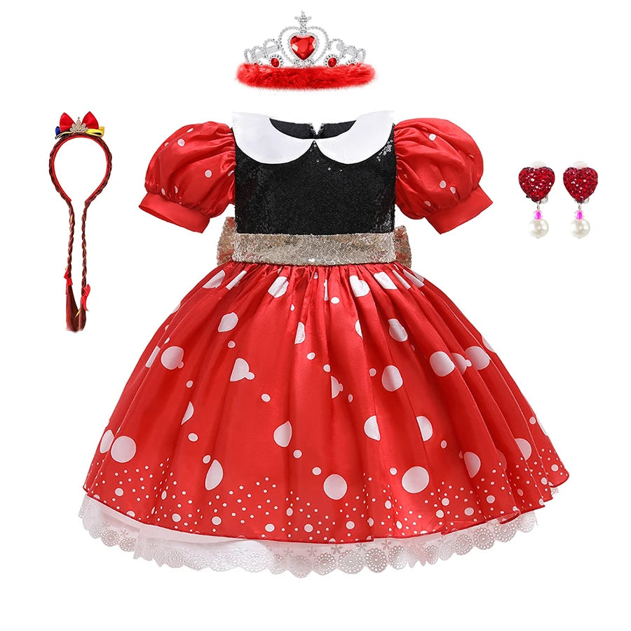 Baby Girl Mickey Mouse Dress Mickey and Minnie Cosplay Costume Children for Baby Girls Children Cosplay Clothes Free Headband