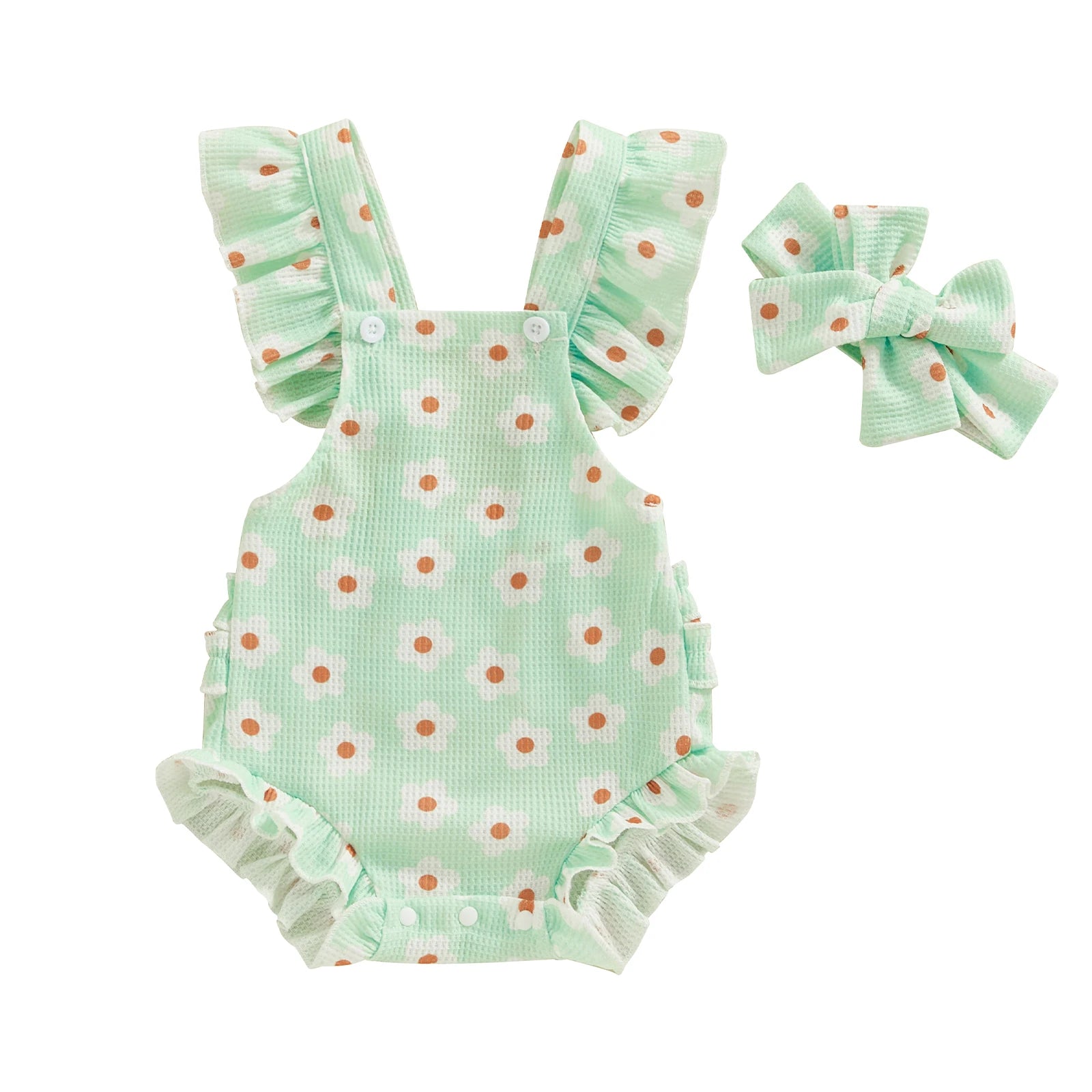 Baby Girls Bodysuit and Headband Strawberry/Flower/Cherry Print