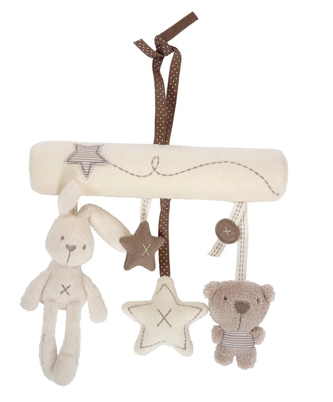 Baby Plush Rattle Toy Soft Stuffed Animal Rattle with Sound Black White Shaker Ring Toys Developmental Hand Grip Toys 0 12 Month