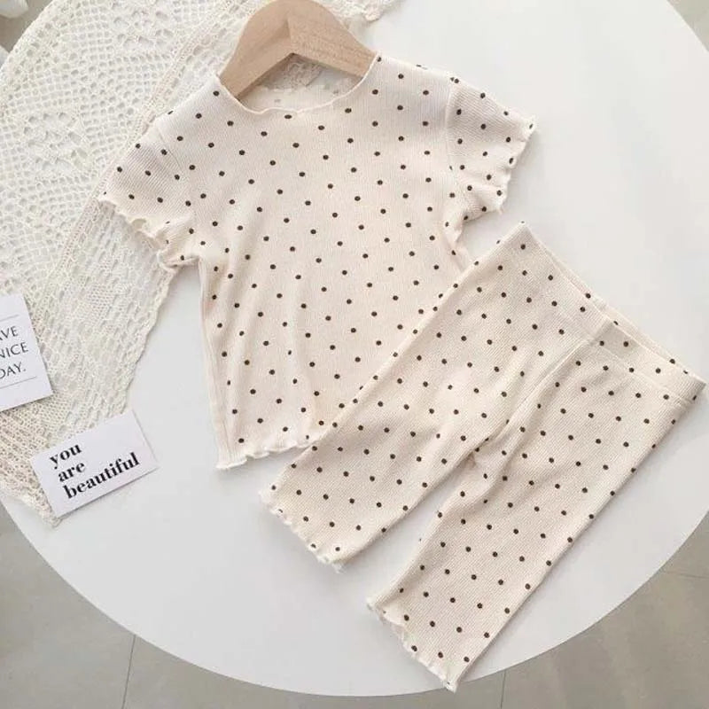 Korean Summer Pajamas Set Cute Cherry Clothes