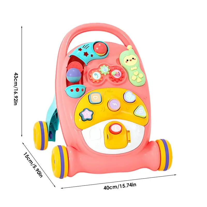 Multi-function Baby Walker With Wheel Cartoon Musical Toy Push Walking Leaning Supplies For Toddler Activities Toy Gifts