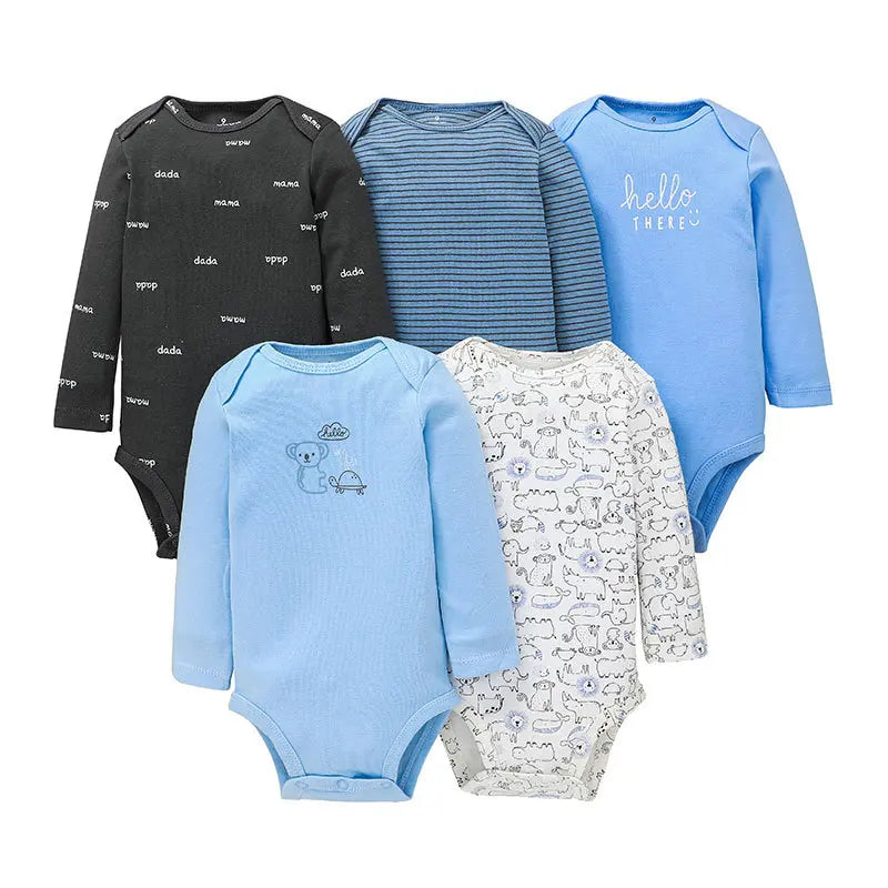 Winter 5PCS/lot Baby Bodysuits Long Sleeve 100% Cotton