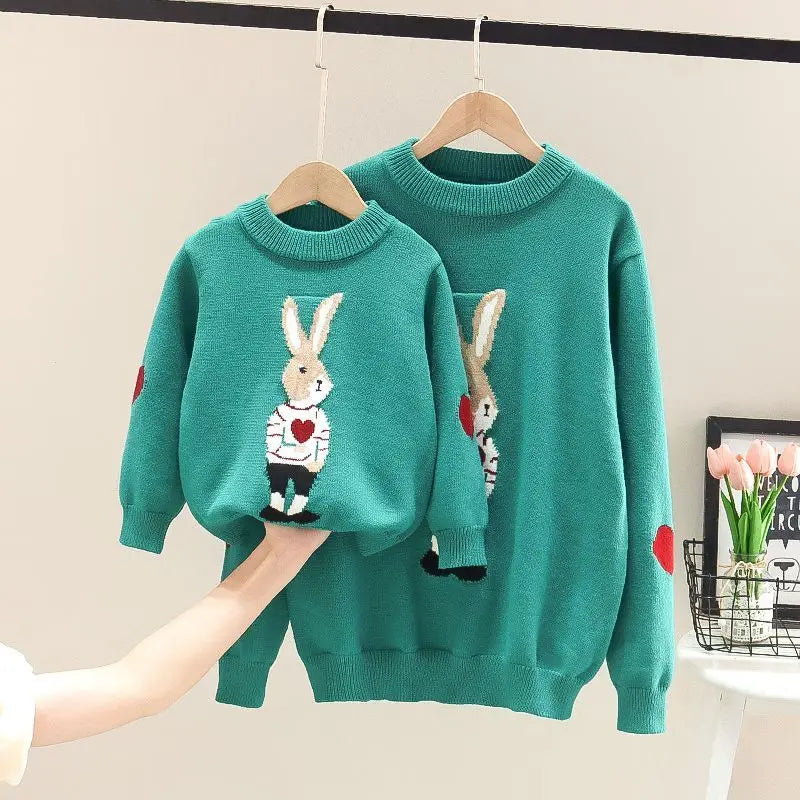 Mom Son Matching Family Jumper Mother And Daughter Sweater Children's Knitted Pullover Korean Parent-Child Autumn Winter Clothes