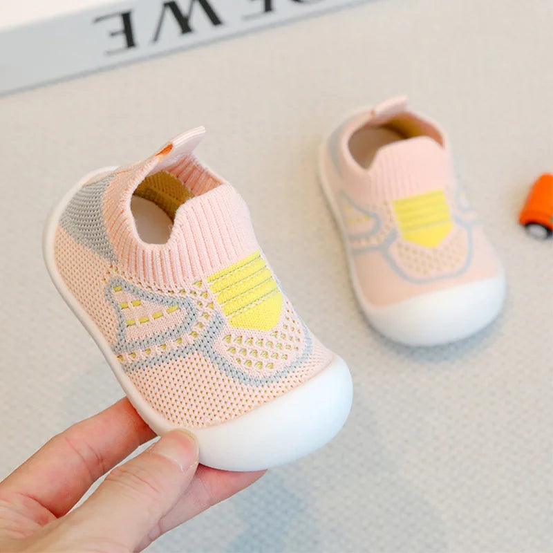 Baby Flat Toddler Shoes First Non-slip Cute Rubber Soft-soled Children's Walking Shoes Indoor Outdoor Cotton Baby Sock Shoes