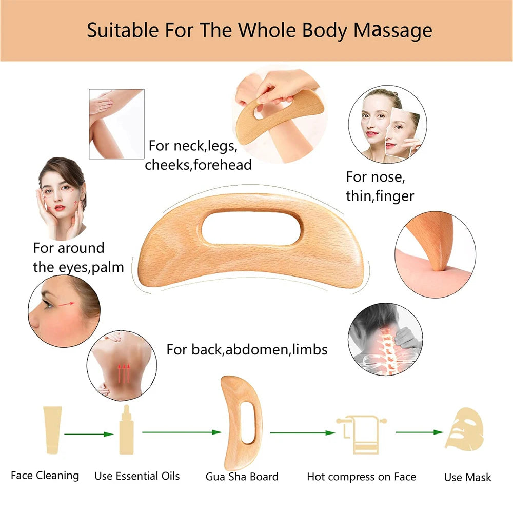 Wooden Massage Roller Wooden Gua Sha Lymphatic Drainage Massager