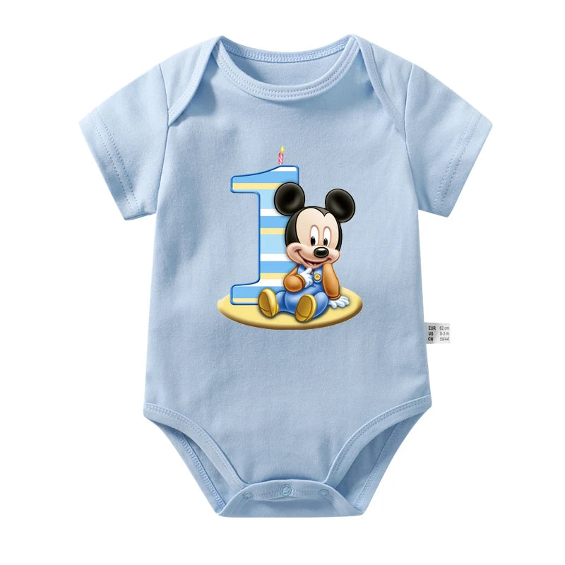 My 1st Birthday Mickey Mouse Cotton Baby Bodysuits