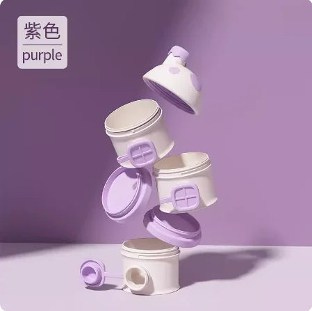 BBET Baby Milk Powder Dispenser Box Snack Container Storage 3-layer Mushroom Portable Sealed Moisture-proof Powder Container