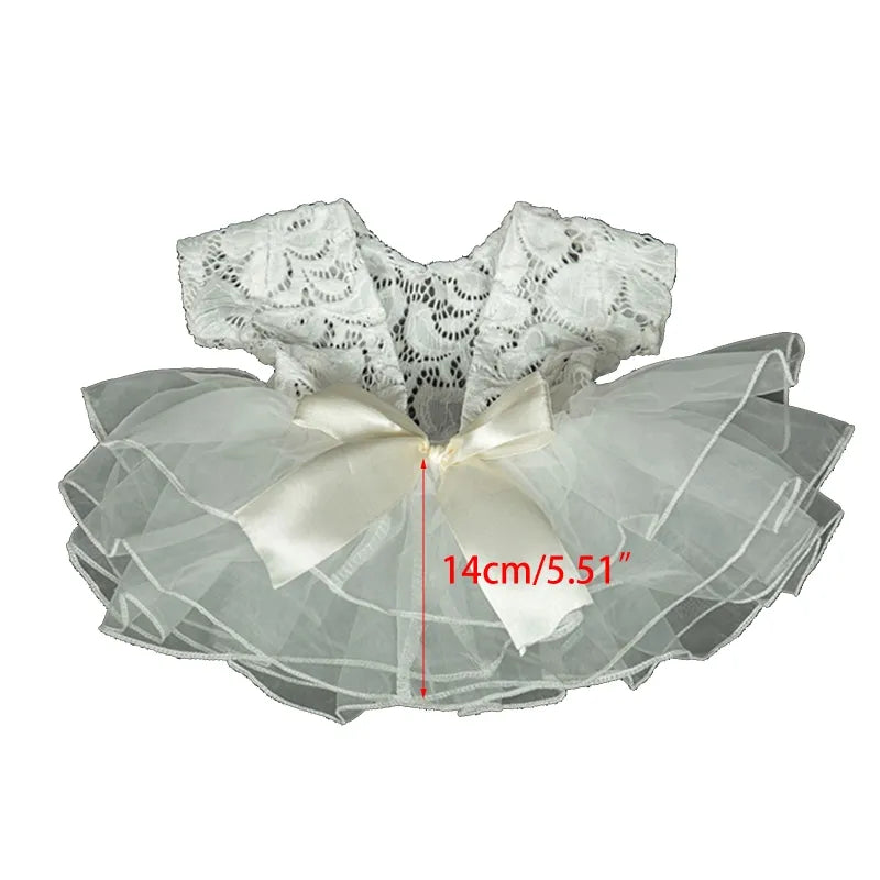 Baby Photography Props Outfit Lace Bowknot Skirt with Flower Headband for Newborn Infant Girls Photo Taking Accessories