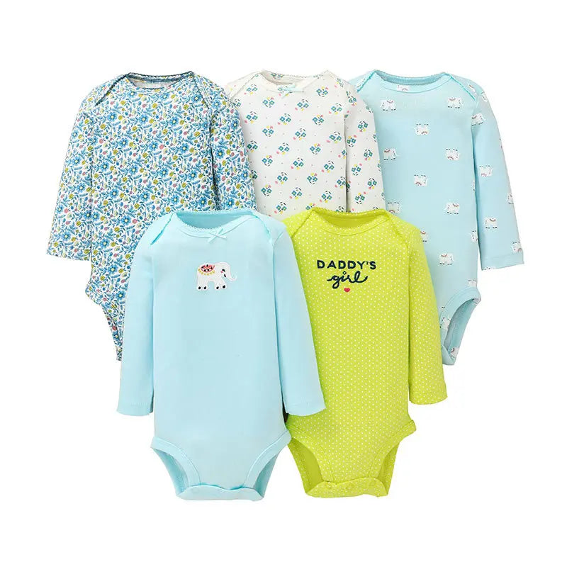 Winter 5PCS/lot Baby Bodysuits Long Sleeve 100% Cotton