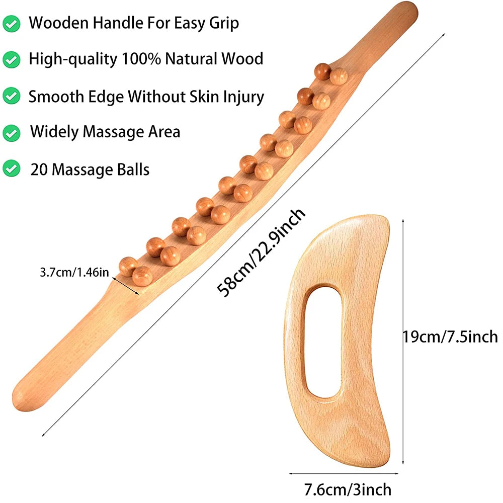 Wooden Massage Roller Wooden Gua Sha Lymphatic Drainage Massager