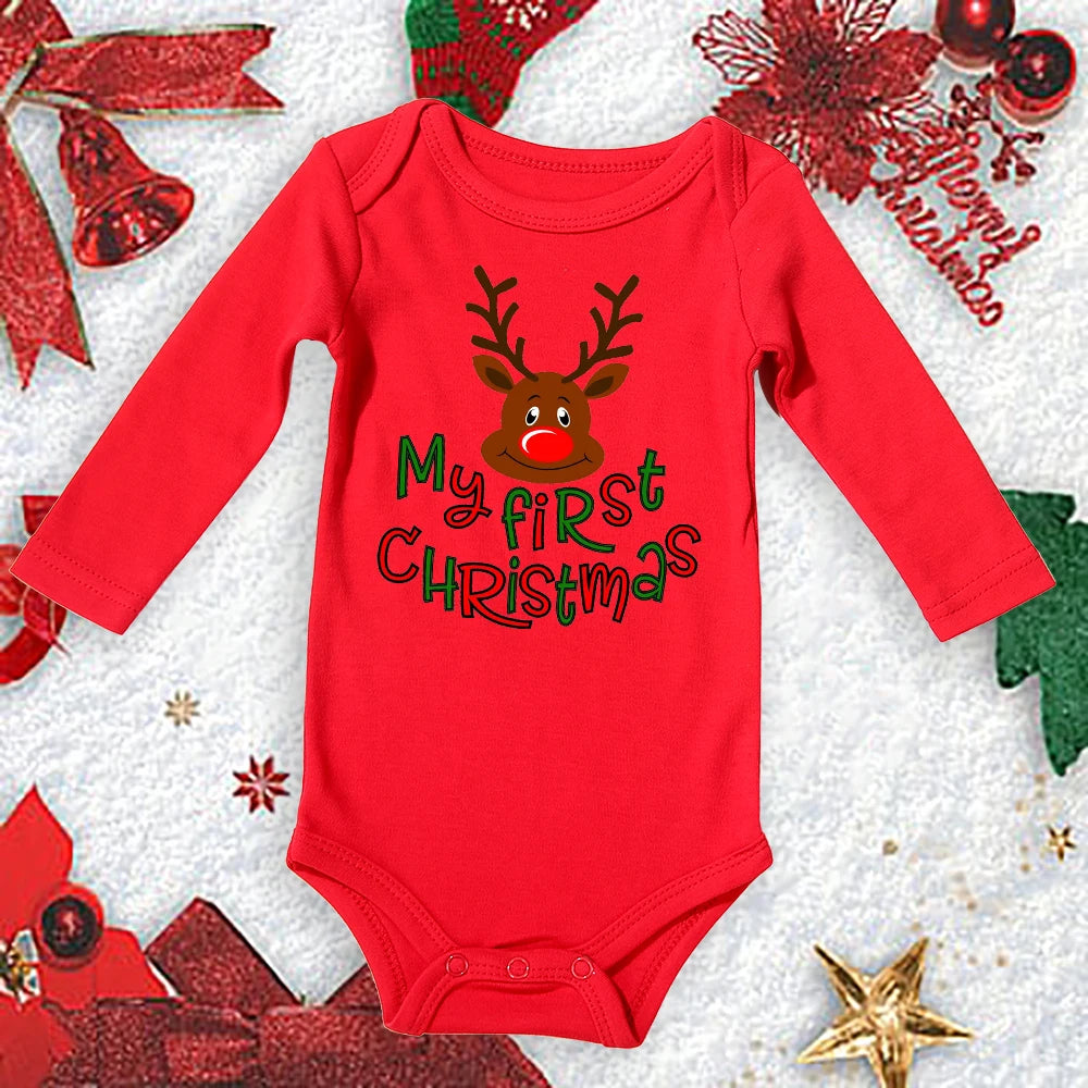 My First Christmas New Born Baby Bodysuits