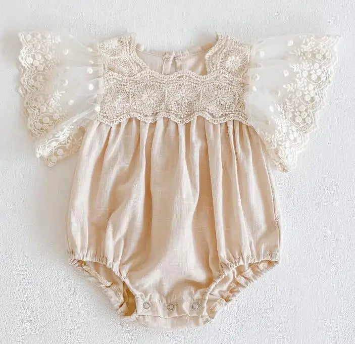 Korean Style Summer Girls Floral Jumpsuit+Hair Band 2pcs