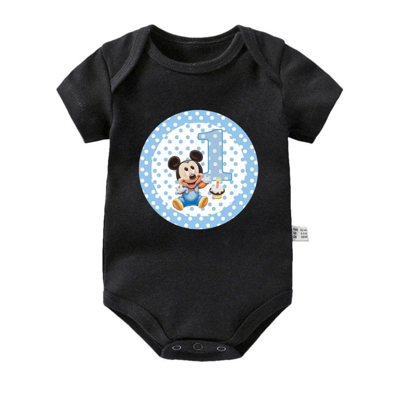 My 1st Birthday Mickey Mouse Cotton Baby Bodysuits