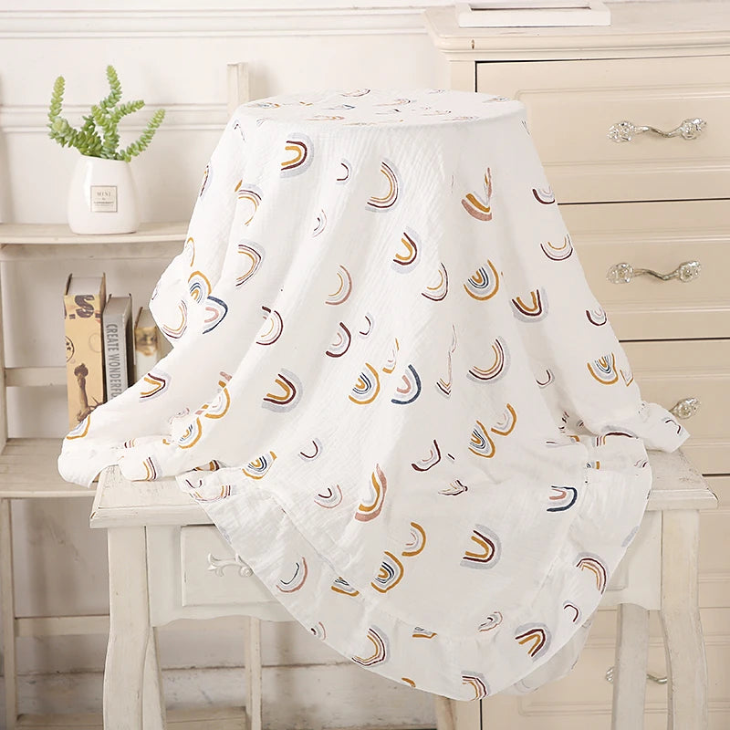 Bear Print Muslin Baby Cotton Swaddle Receive Blanket Envelope for Newborns Bed Bedding Baby Items Infant Birth Accessories