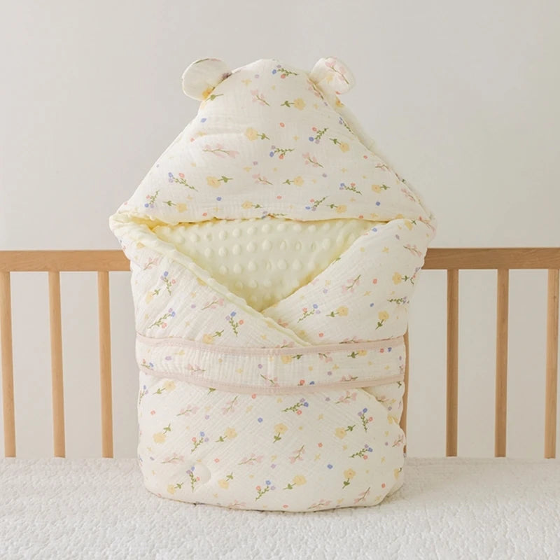 Cotton Flannel Baby Blanket Swaddle Hooded Cartoon