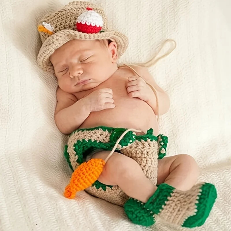 Cartoon Clothing Suit Infant Cap Crochet Knit Costume
