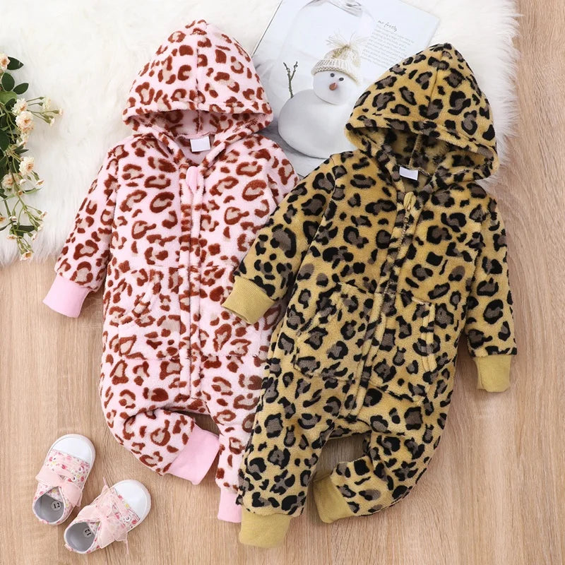 New Cute BABY Newborn Baby Boy Girl Clothes Long Sleeve Hoddies Bear Zipper Baby Romper Clothes Autumn Winter Wear 0-18M