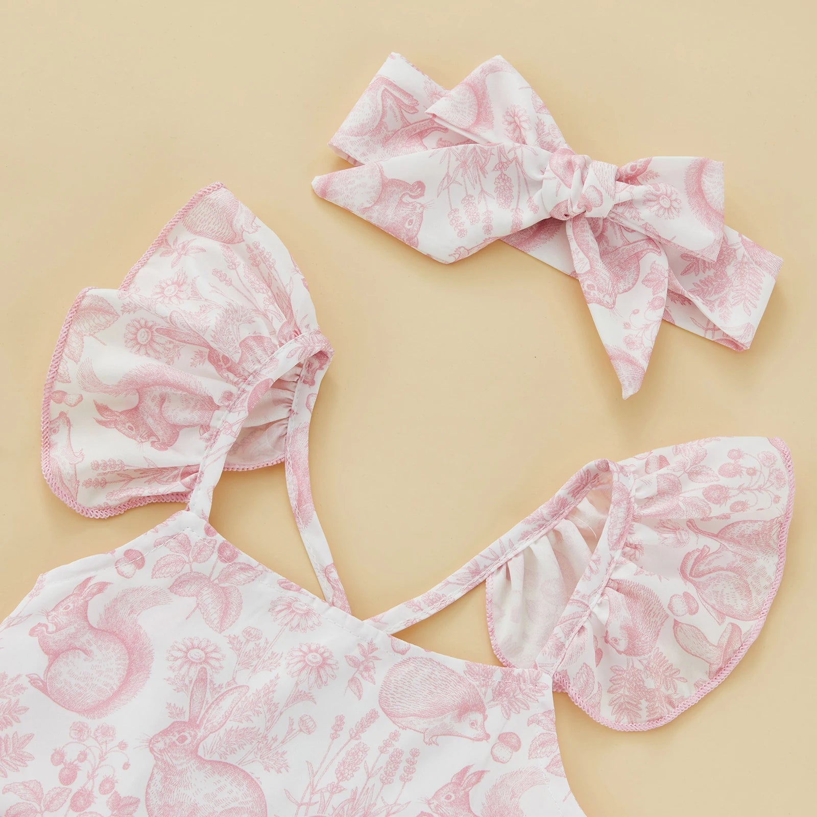 Baby Girl Cartoon Rabbit Print Ruffle Cute Dress