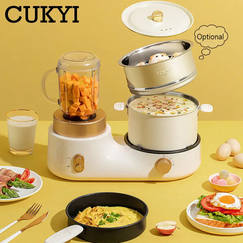 Multifunction Breakfast Maker Baby Food Supplement Machine Washable Juicer Non-stick Frying pan Stainless steel Steamer Boiler