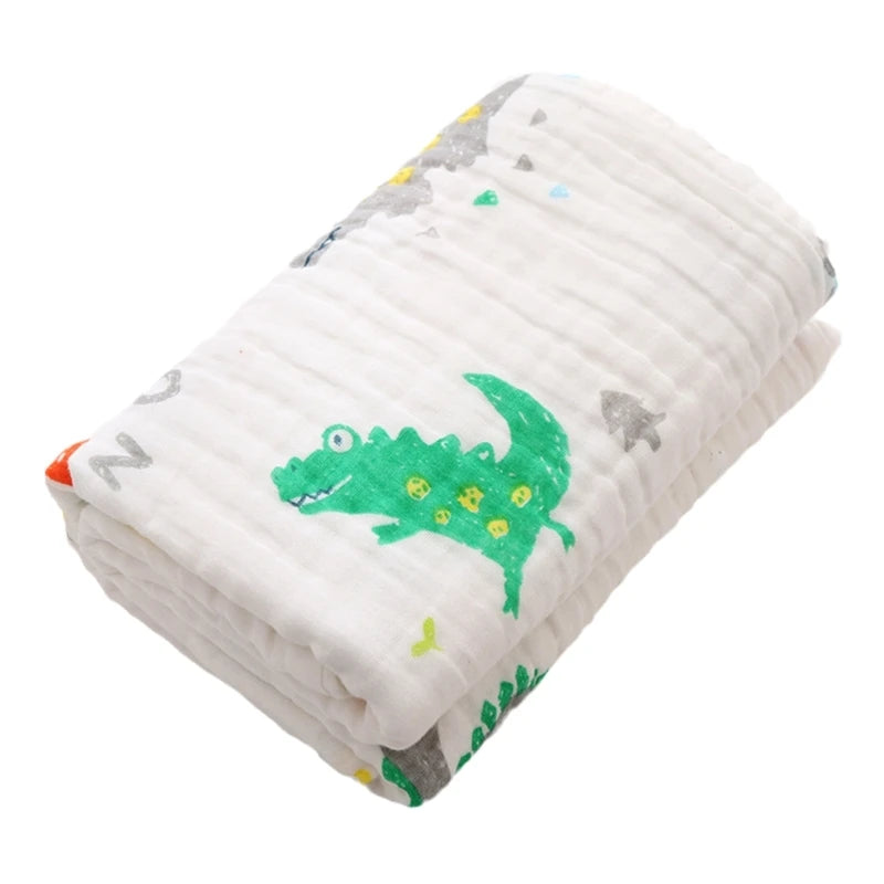 Baby Muslin Bath Towel Gauze-Cotton Wrapping Blanket Breathable Shower Towel Crib Bedding Nursing Cover Newborns Shower Gift
