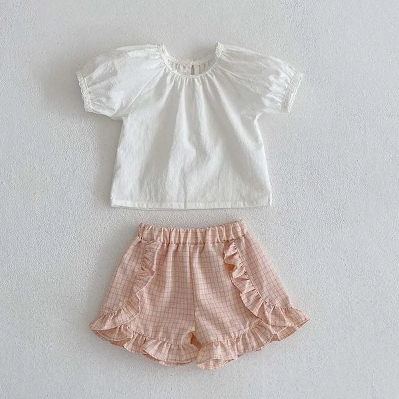 Toddler Baby Floral Suit Infant Short Sleeves Top+Bread Shorts 2pcs