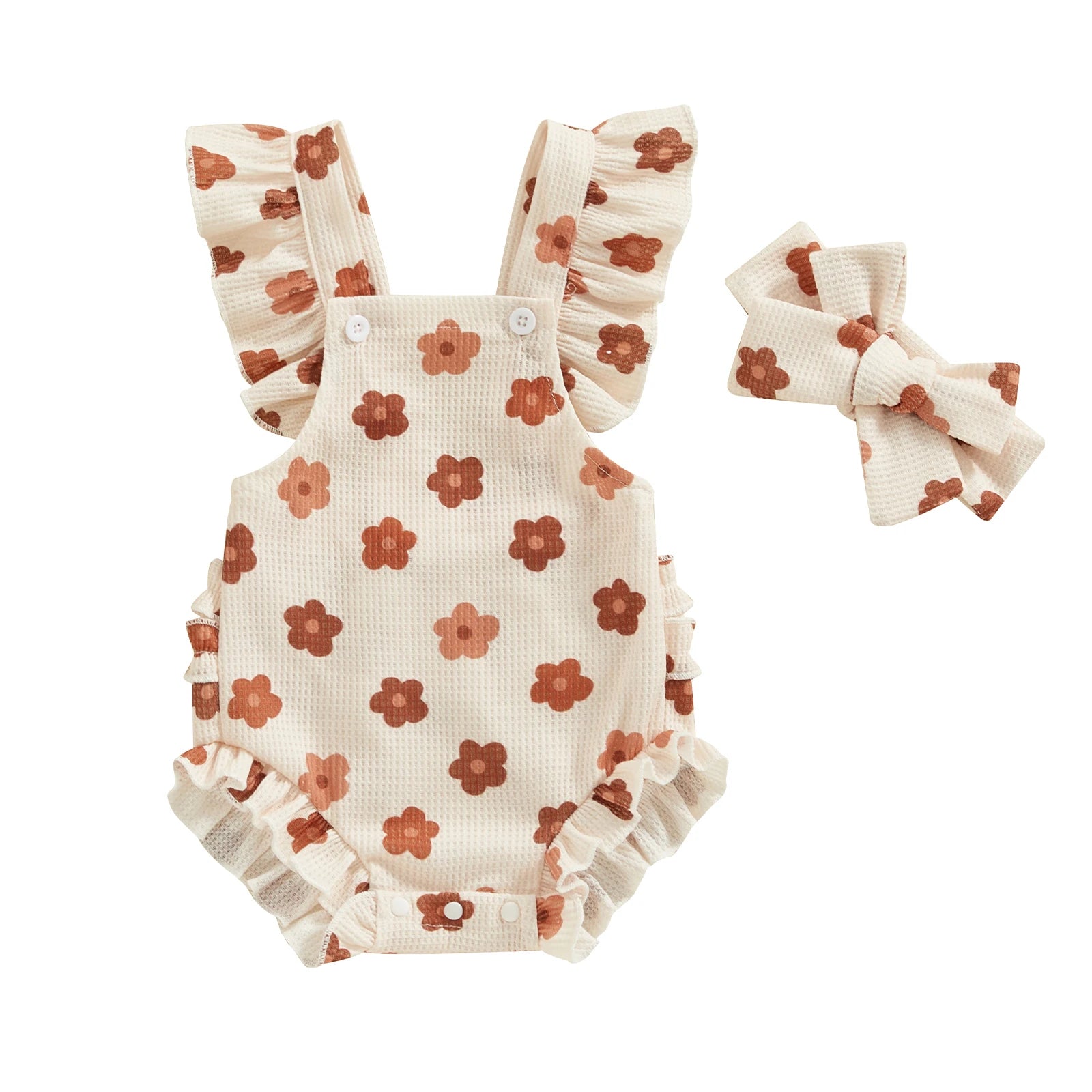 Baby Girls Bodysuit and Headband Strawberry/Flower/Cherry Print