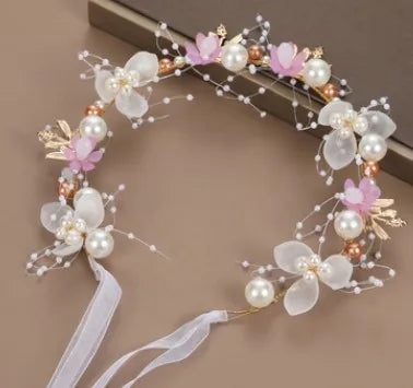 Baby Shooting Accessories Children Tire Hair Girls Princess Pink Headdress Flower Wreath Accessories Bebe Girl Headband