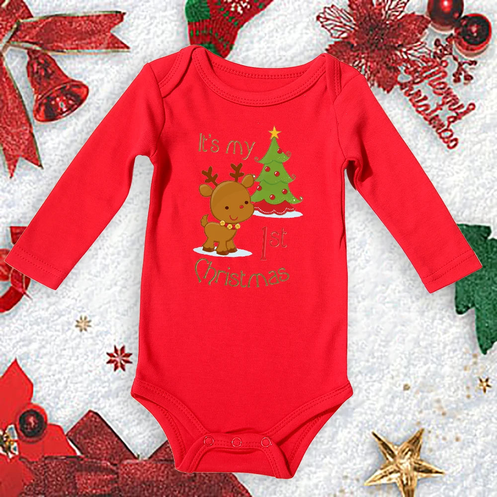 My First Christmas New Born Baby Bodysuits