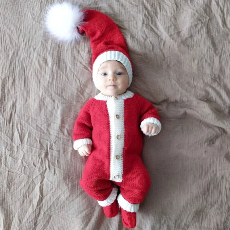 Newborn Photography Props Infants Photo Shooting Costume Christmas Outfits Baby Infants Stripe Crochet Hat+Shorts Set