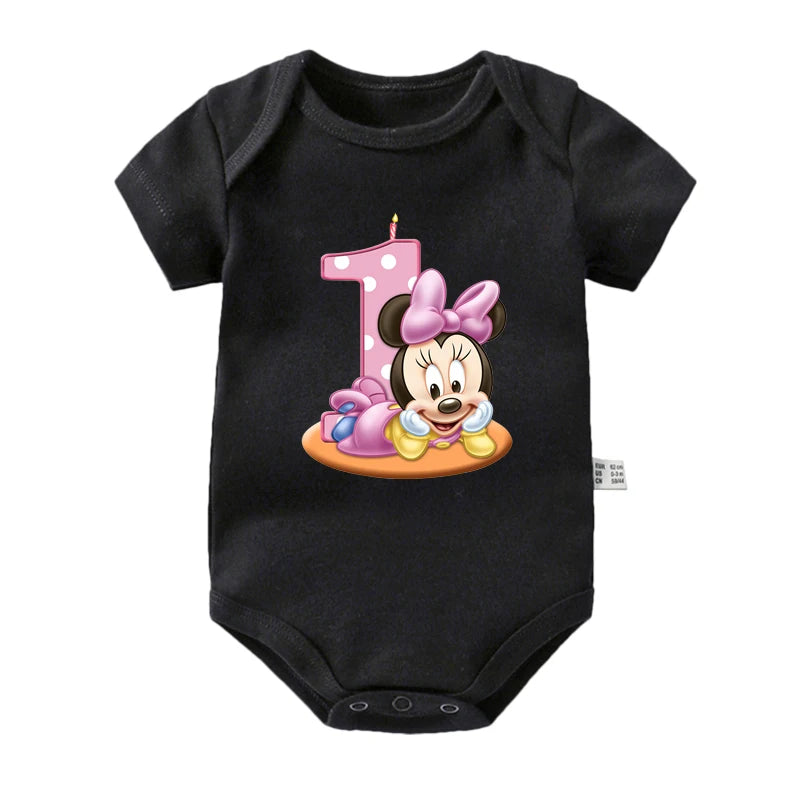 My 1st Birthday Mickey Mouse Cotton Baby Bodysuits