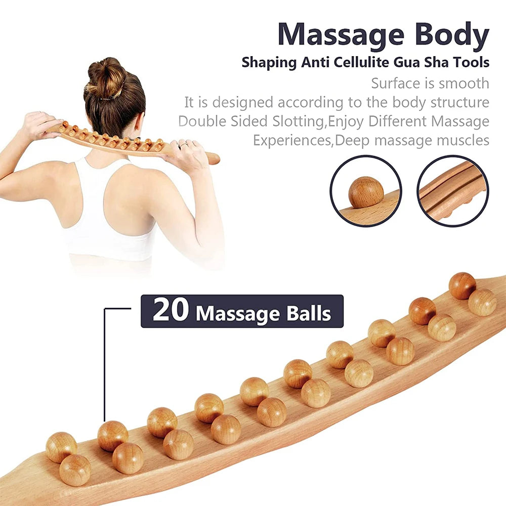 Wooden Massage Roller Wooden Gua Sha Lymphatic Drainage Massager