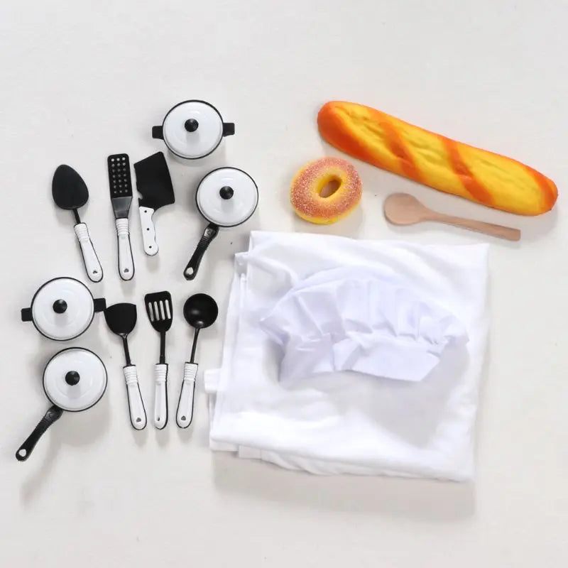 Cute Baby Chef Apron and Hat Infant Kids White Cook Photos Costume Photography Clothing For Baby Photography Props