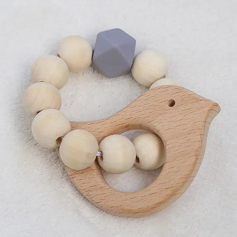 Baby Rattles Play Stroller Toy Teether Wooden Toy