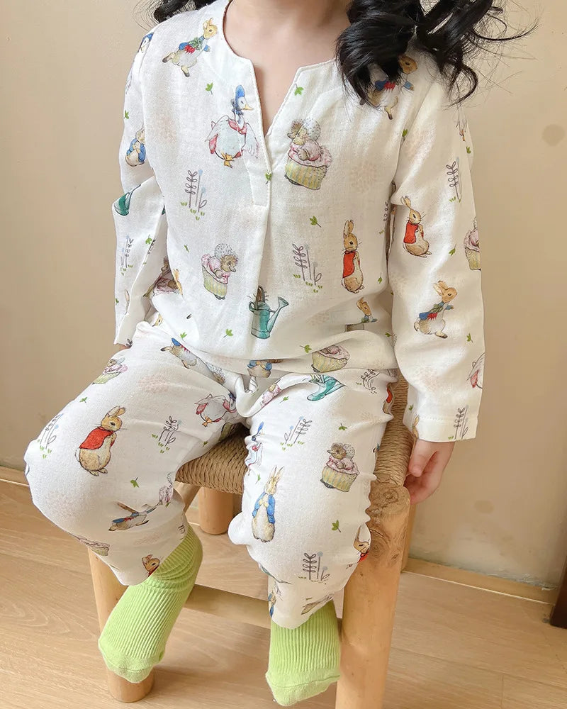 Bamboo Cotton Children Pajamas Set Kids Baby Girl Boys Underwear Clothing Long Sleeve Children Sleepwear Pajamas Sets