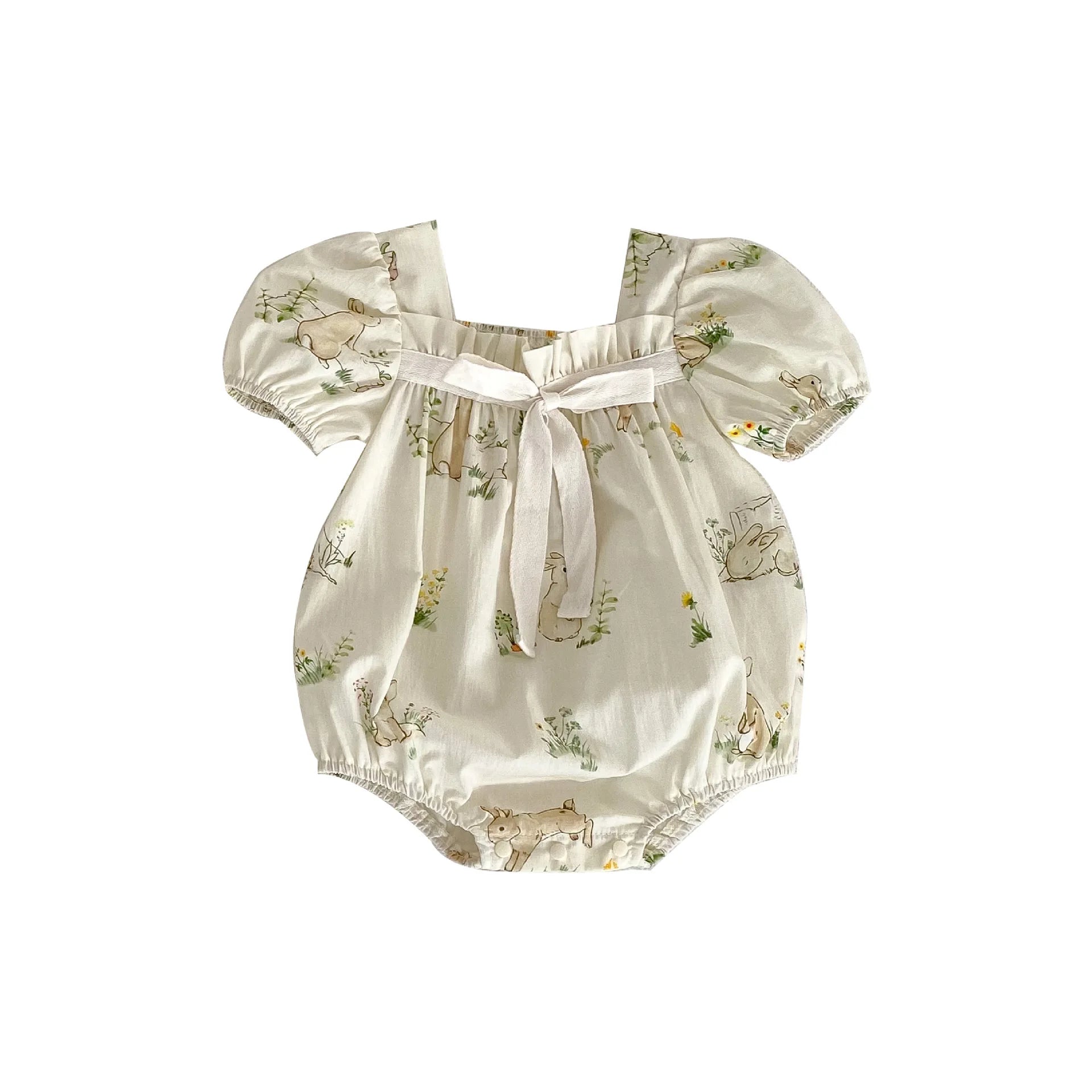 Newborn Princess Puff Sleeve Baby Girls Pure Cotton Bodysuits