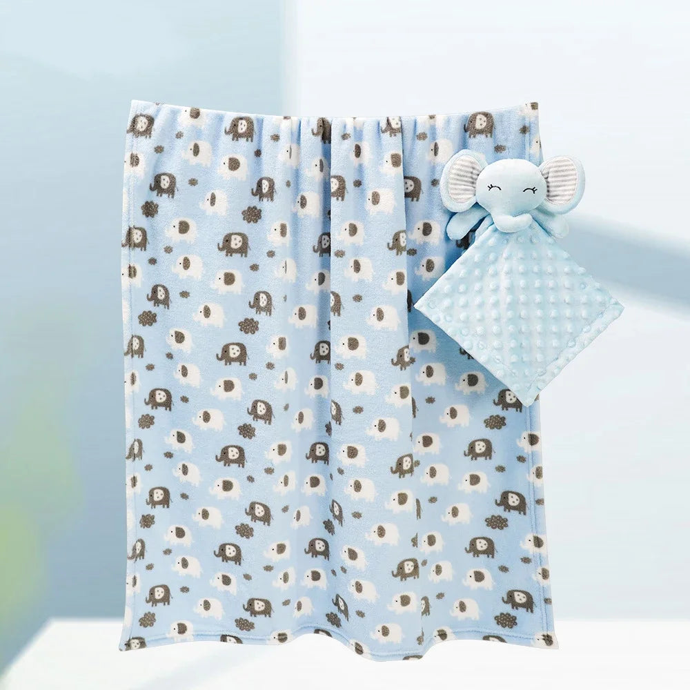 Newborn Baby Soothes Blanket High Quality Newborn Flannel Fleece Swaddle Blankets with Security Toys Sets For Infant Bedding