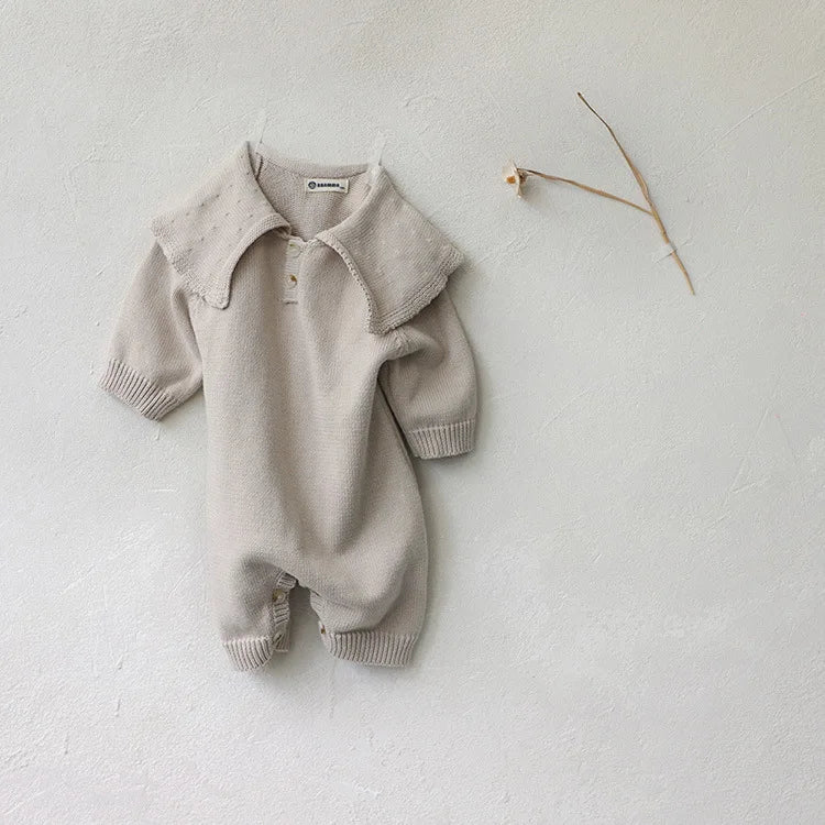 Baby Cotton Knitted Sweater Bodysuits With Hat