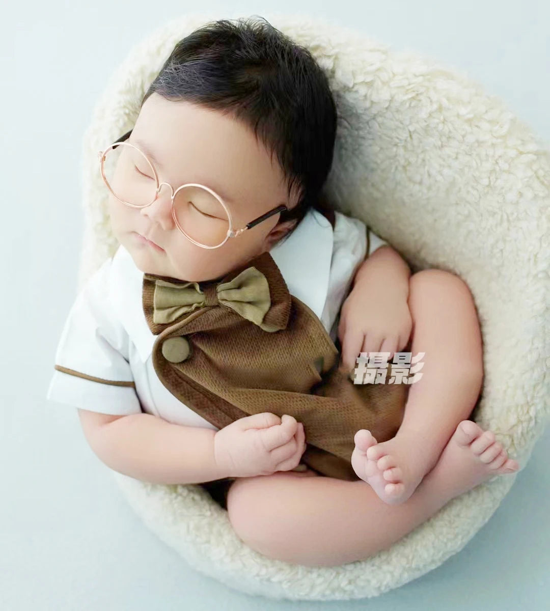 Short Sleeve Baby Romper with Hat Newborn Props Photography Newborn Boy Clothes Cotton Baby Boy Costume Photo Shoot Accessories