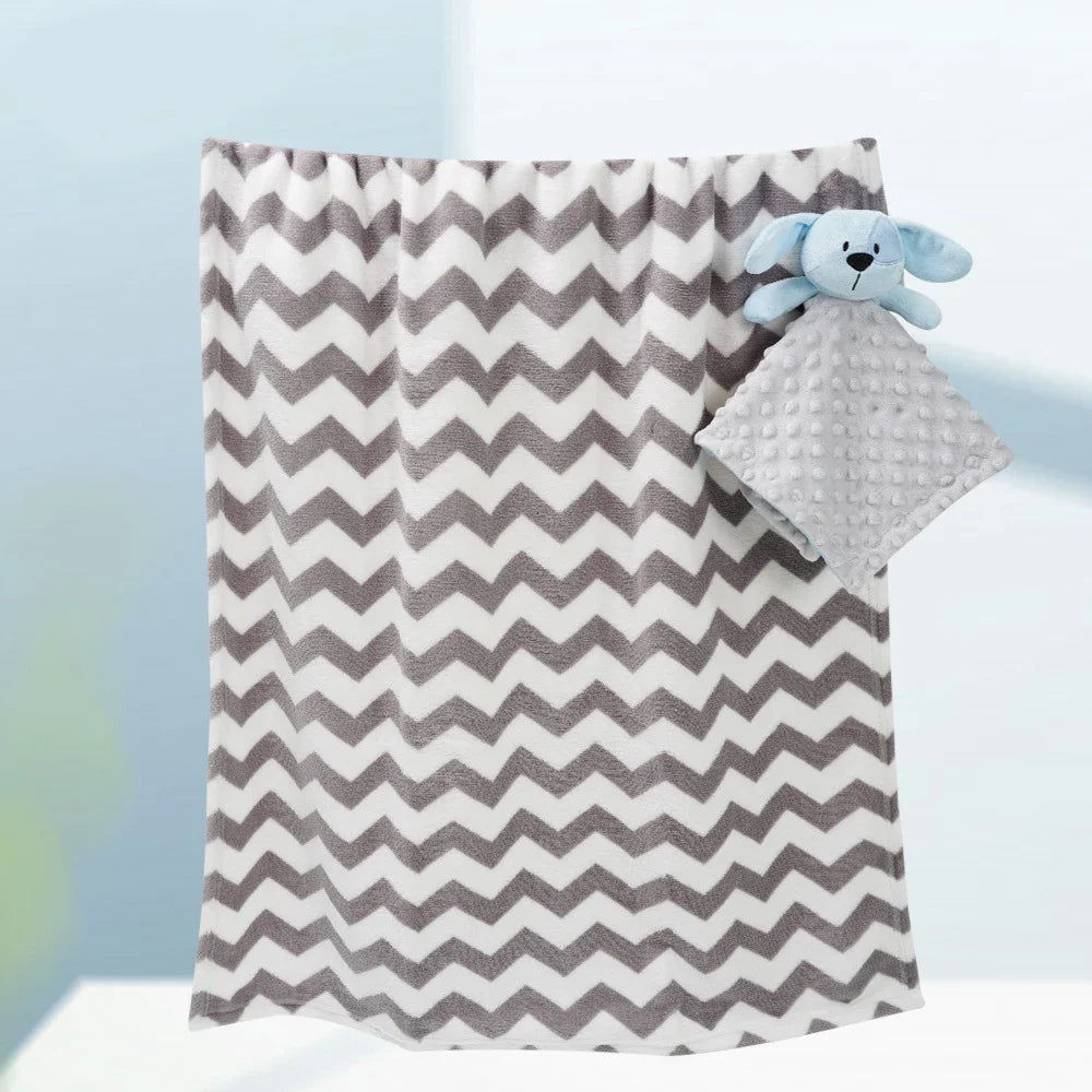 Newborn Baby Soothes Blanket High Quality Newborn Flannel Fleece Swaddle Blankets with Security Toys Sets For Infant Bedding