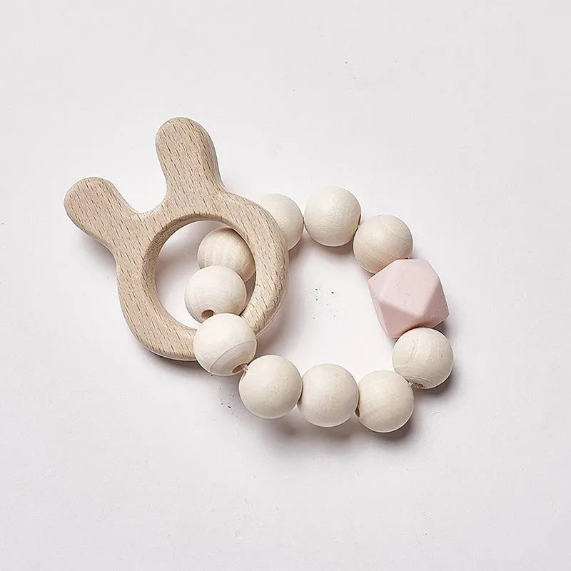 Baby Rattles Play Stroller Toy Teether Wooden Toy