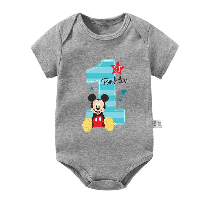 My 1st Birthday Mickey Mouse Cotton Baby Bodysuits