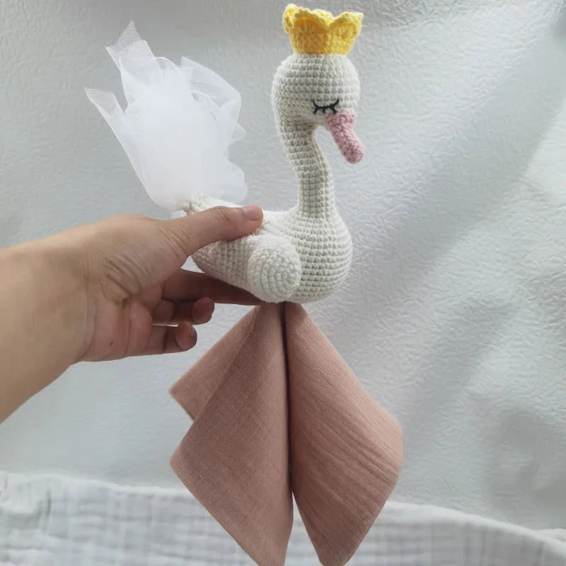 Baby Soother Appease Towel Bib Soft Swan Sleeping Doll Teether