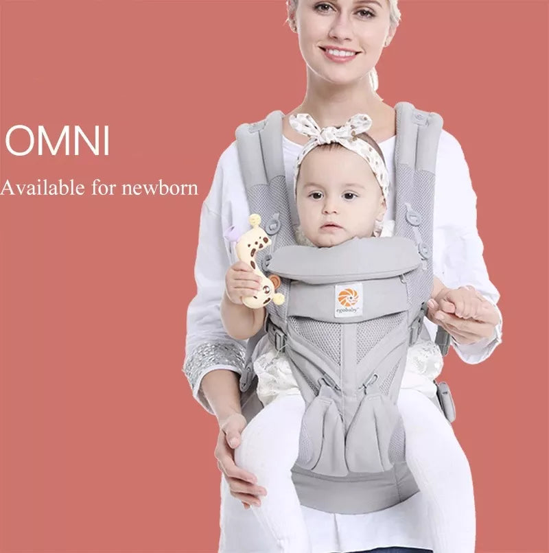 Breeze 360 Ergonomic Kid Kangaroo Infant Baby Carrier All Positions Sling Wrap Cool Air Mesh Cotton Backpack 0-36 Months Egobaby