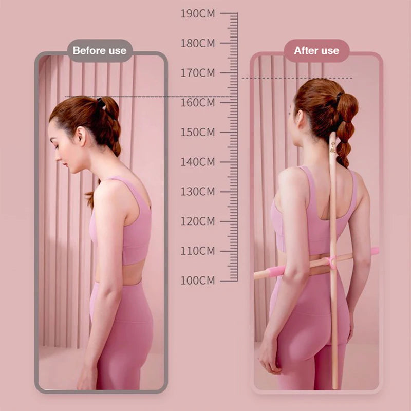 Body Sculpting Home Fitness Wooden Yoga Pole Open Shoulder Beauty Back Posture Corrector Multipurpose Pranayama Stick for Dance
